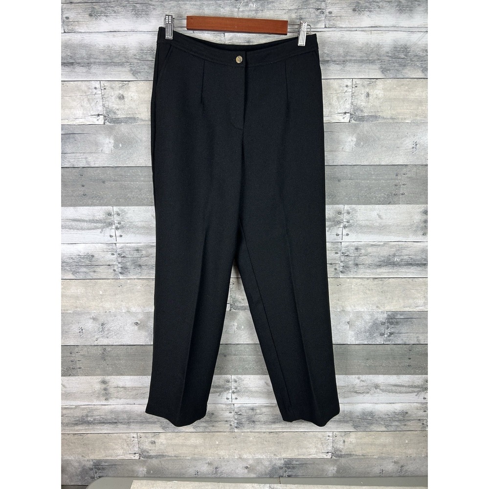 Linea By Louis Dell'olio Women's Black Textured Pleated Dress Pants 8P